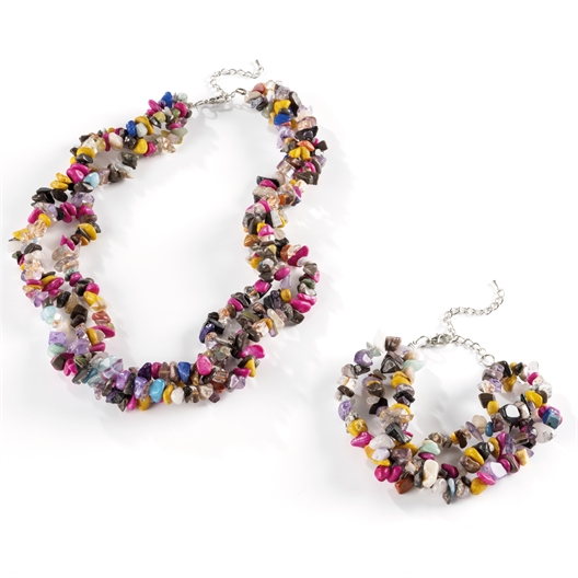 Collier + bracelet pierres naturelles
