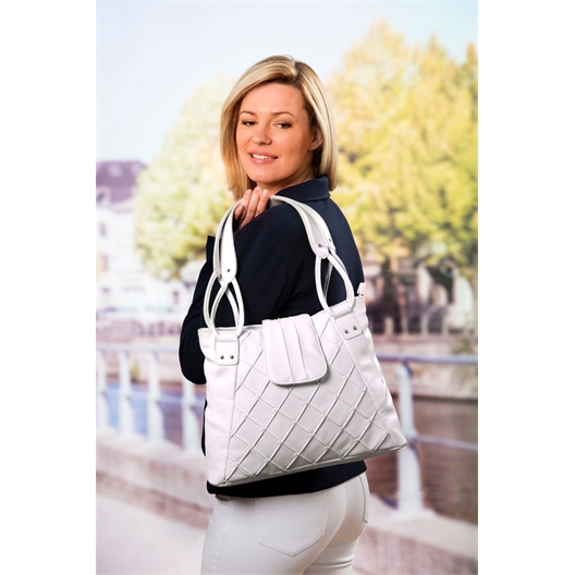 Sac à main blanc losanges