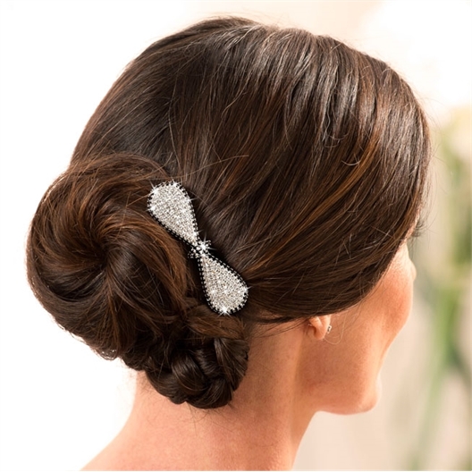 Barrette à cheveux strass Feuille ou noeud