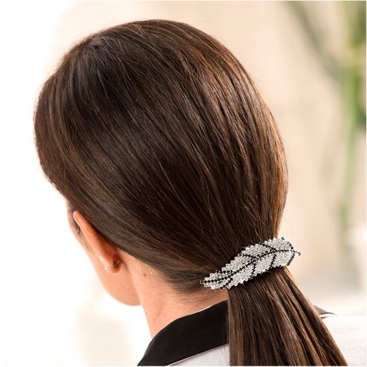 Barrette à cheveux strass Feuille ou noeud