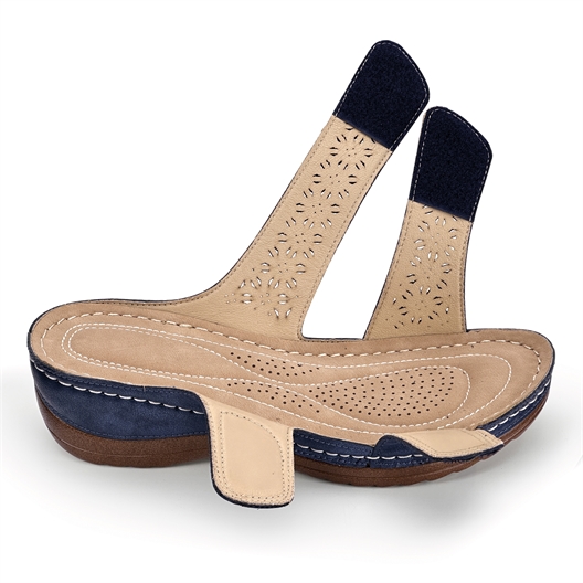 Mules ajourées Mahée Marine - taille 36