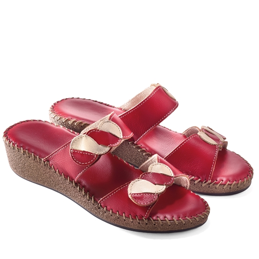 Mules fantaisie cousue Maïwen Rouge - taille 39