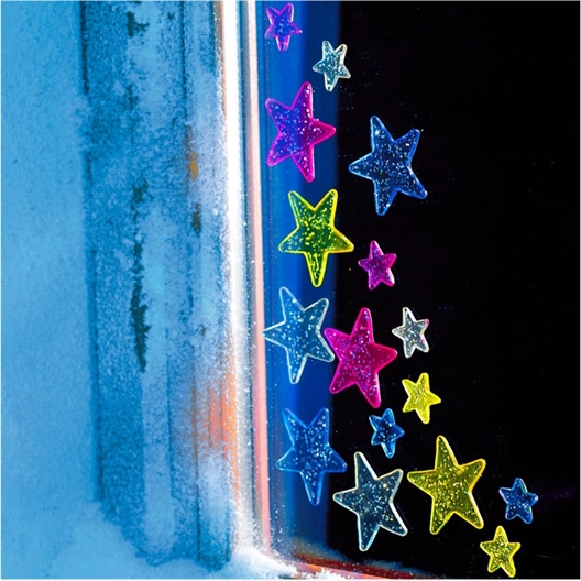 Lot de 16 étoiles gel paillettes