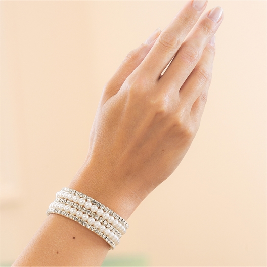 Bracelet multirang perles et strass