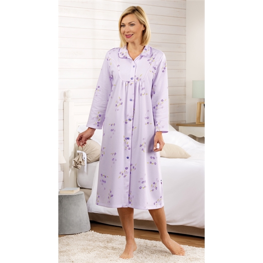 Chemise de nuit chaleur Fleurs bleu ou Lilas