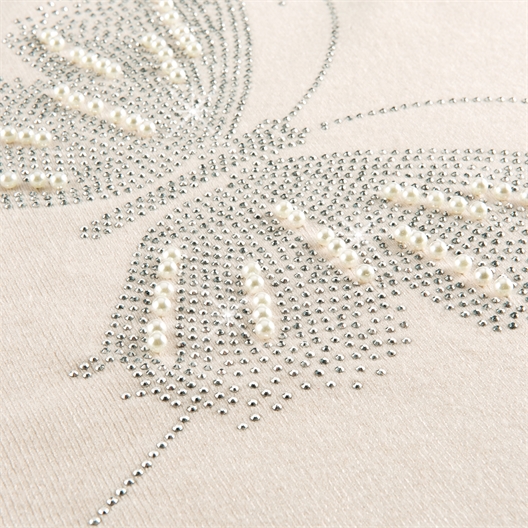 Pull papillon strass & perles écru