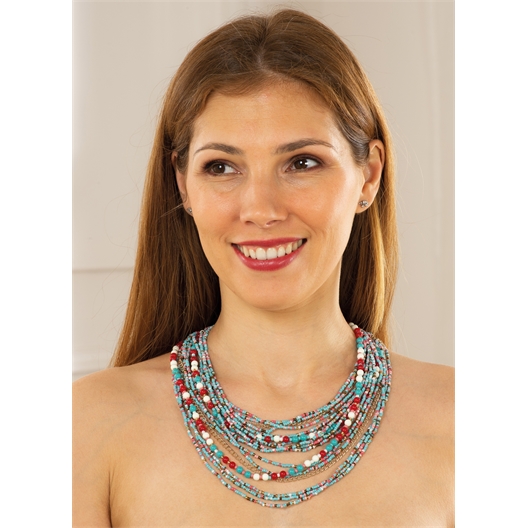 Collier multirang multicolore