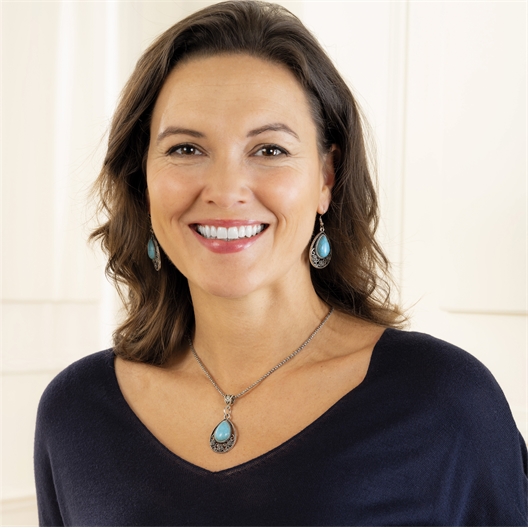 Parure Neuve Collier Et Boucles D'oreilles Bleu - Avec étiquettes - Bijouterie Fantaisie Sans Marque