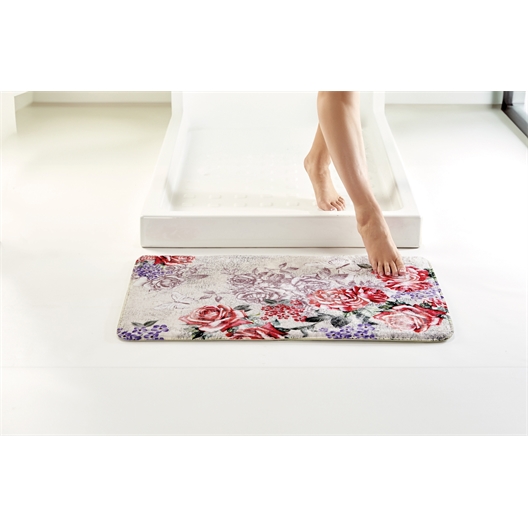 Tapis salle de bain imprimé fleuri