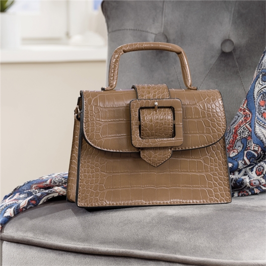 Mini sac effet croco, noir ou beige
