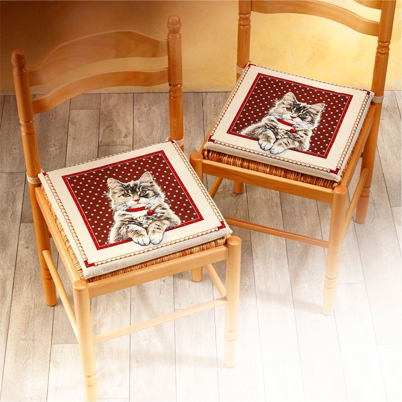 Galettes de chaise chat gobelin : Lot de 2