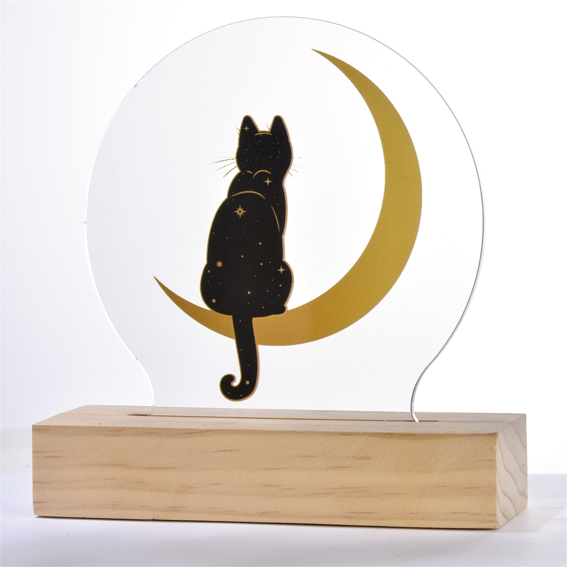 Lampe chat gris brumeux peinte -  France