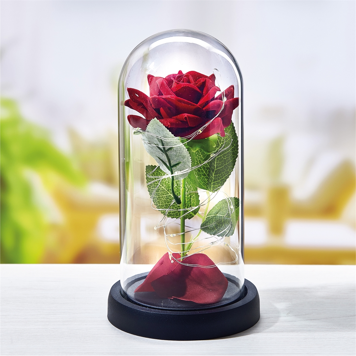 Acheter Rose éternelle avec guirlande lumineuse Led en verre