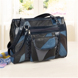Sac patchwork tressé beige ou marine