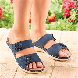 Mules détails Fleurs Mala Marine - taille 36