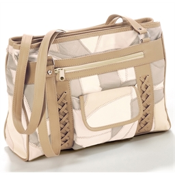 Sac patchwork tressé beige ou marine