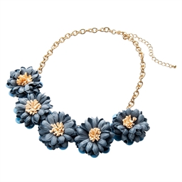 Collier fleurs bleues