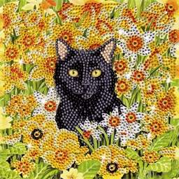 Kit carte broderie diamant Chat dans le pré