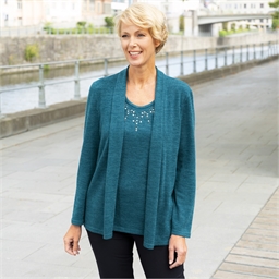 Pull 2 en 1 plastron fantaisie bleu
