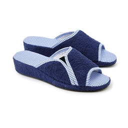 Mules éponge vichy bleu