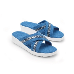 Mules croisées éponge rouge ou bleu