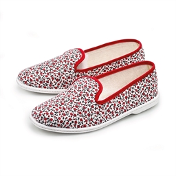 Chaussons imprimés fleurs rouge
