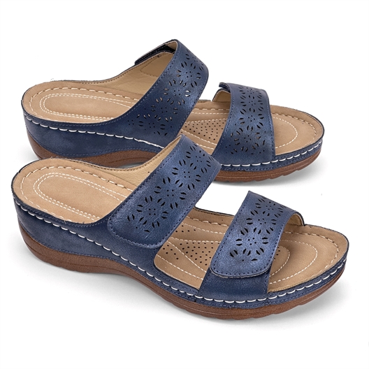 Mules ajourées Mahée Marine - taille 36