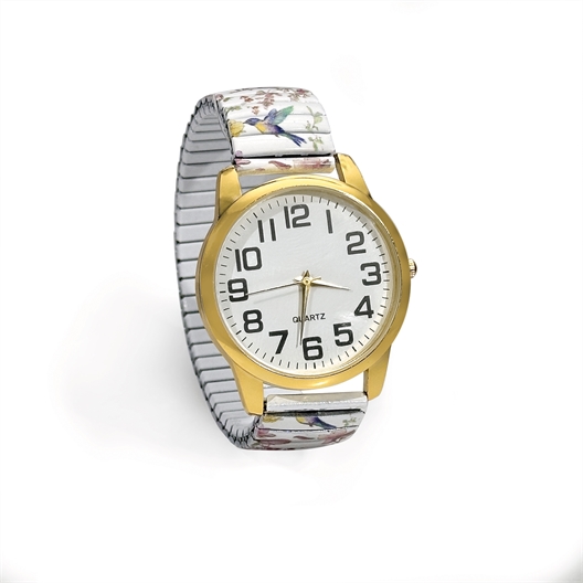 Montre blanche élastiquée imprimée
