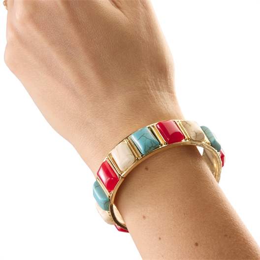 Bracelet coloris doré fantaisie pierres