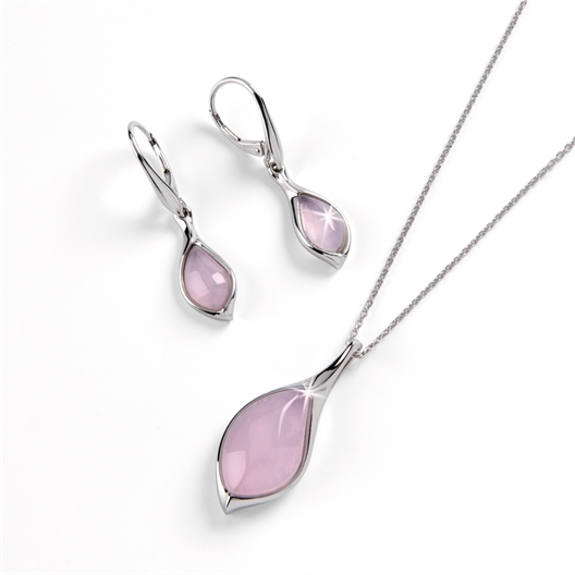 Pendentif et Boucles d'oreilles Quartz rose