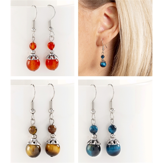 4 Paires Boucles D'Oreilles Boule Disco Ronde Argent 925 Cristaux - Blanc Noir Rose Bleu Pour Femmes Et Filles