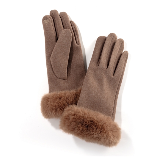 Gants fausse fourrure beige