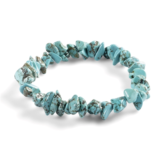 Bracelet Baroque élastique En Howlite Turquoise - Pierres Chips, Style Bohème, Sans Marque